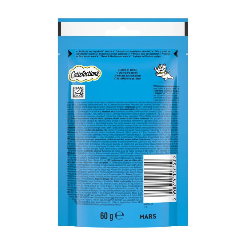 Catisfactions Snack per Gatto con Salmone 60 gr