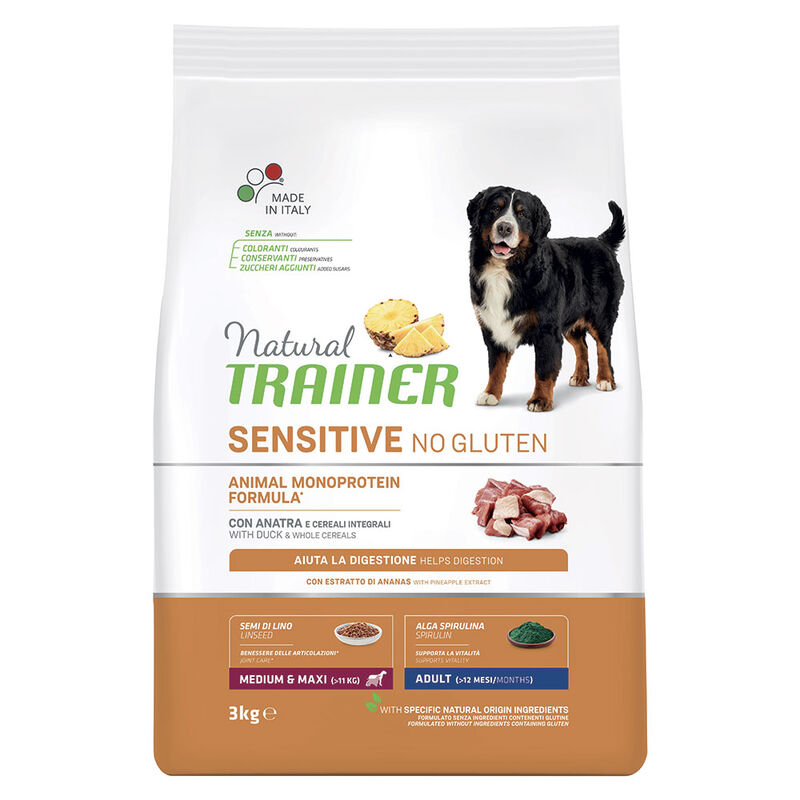 Natural Trainer Sensitive Dog No Gluten Medium & Maxi Adult con Anatra 3 kg