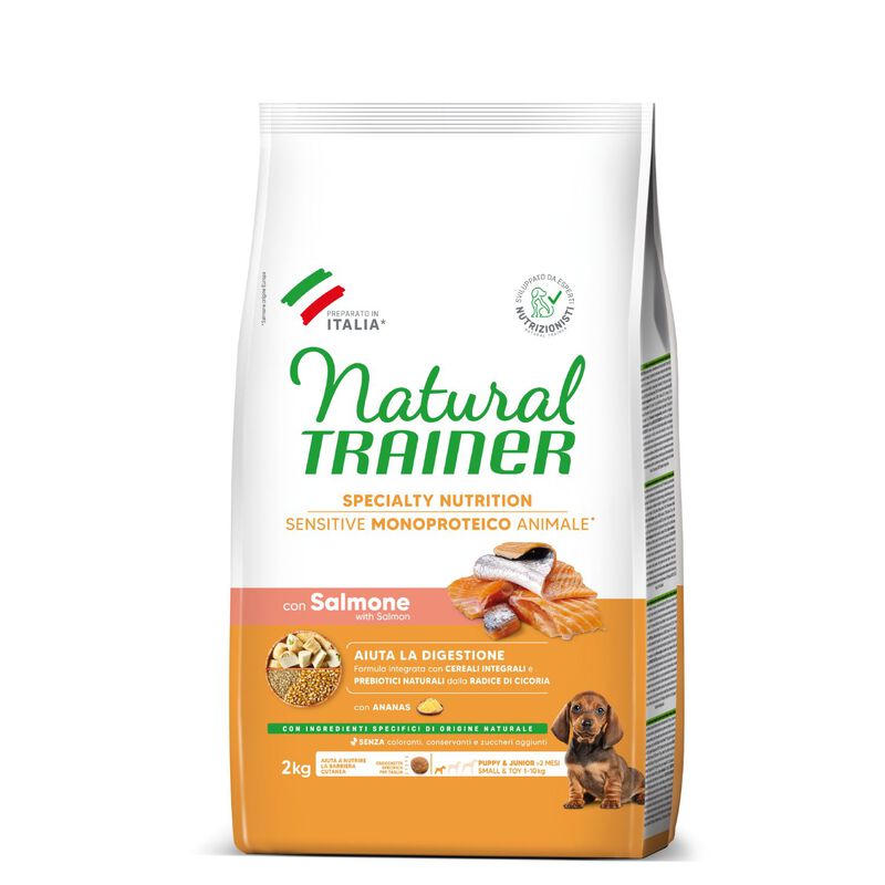 Natural Trainer Sensitive Dog No Gluten Small & Toy Puppy & Junior con Salmone 2 kg.