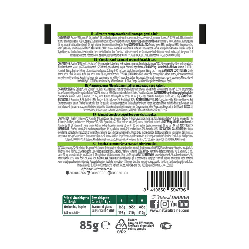 Natural Trainer Cat Adult Straccetti Tacchino 85gr