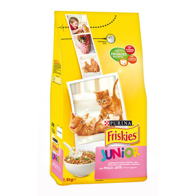 Friskies Cat Junior con Pollo, Tacchino con Latte e con Verdure 1,5 kg