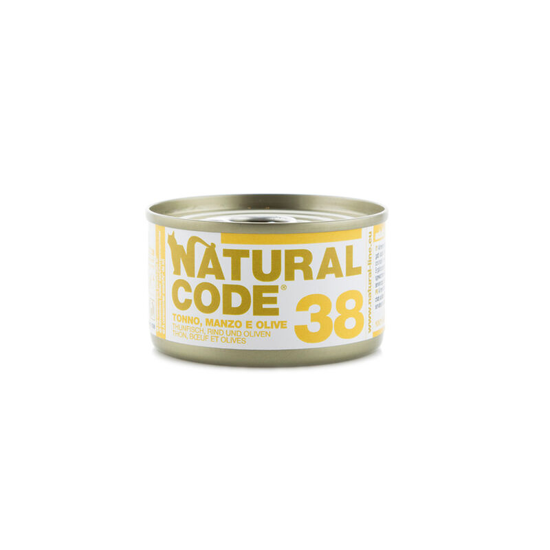 Natural Code Cat Tonno, Manzo e Olive lattina 85g n.38