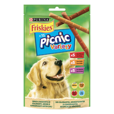 Friskies Picnic Variety Snack per cani con Manzo, Pollo e Agnello 15 pz - 126 gr