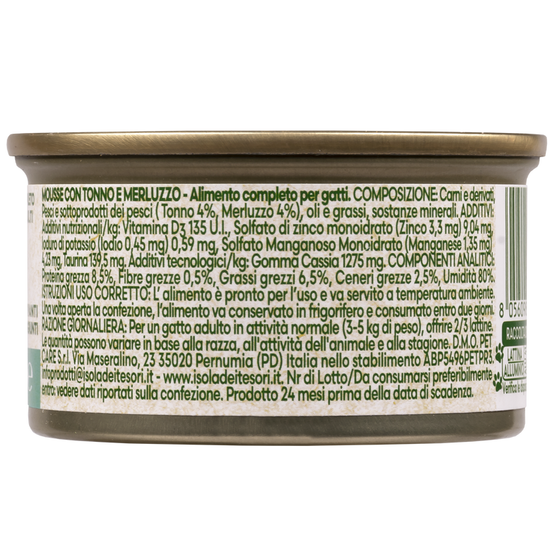 Naturalpet Cat Adult Mousse con Tonno e Merluzzo 85 gr
