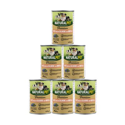 Naturalpet Premium Dog Adult Pat&eacute; ricco in Salmone con mirtilli 400 gr