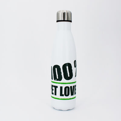 Borraccia termica bianca con stampa verde 100% Pet Lover