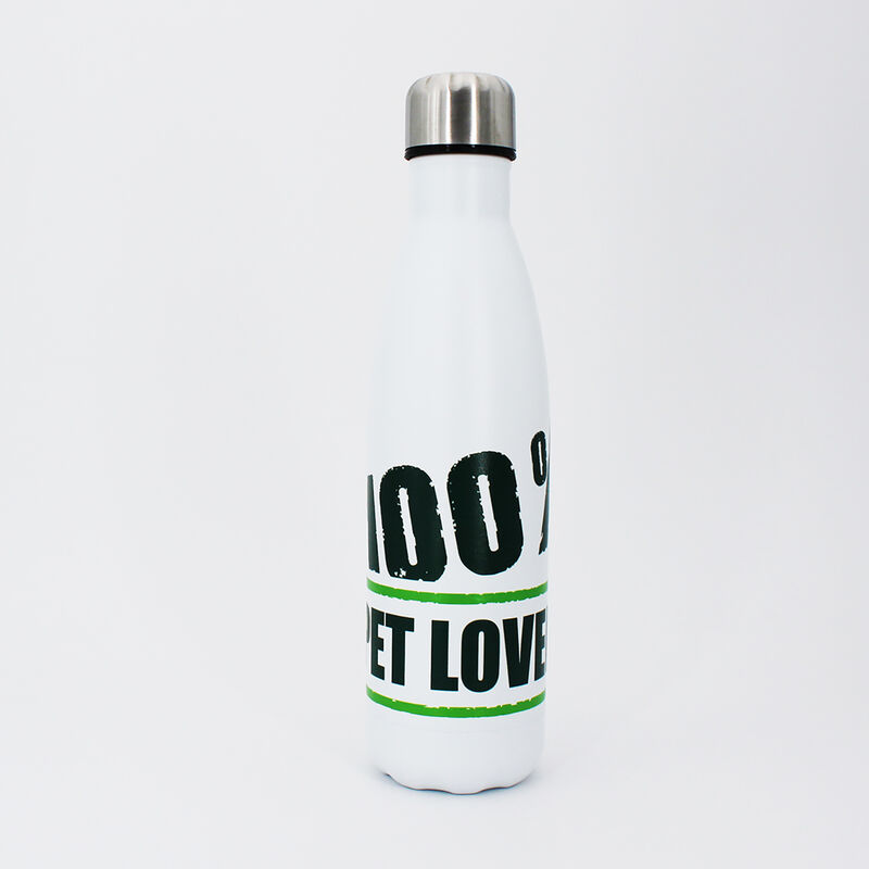 Borraccia termica bianca con stampa verde 100% Pet Lover