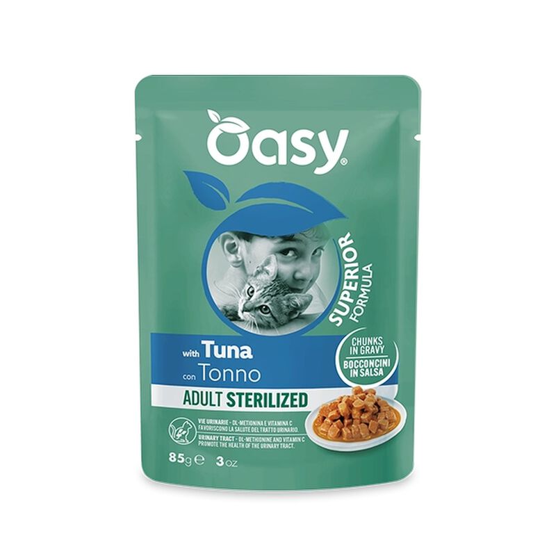 Oasy Bocconcini in Salsa per gatti adulti sterilizzati con Tonno 85 gr