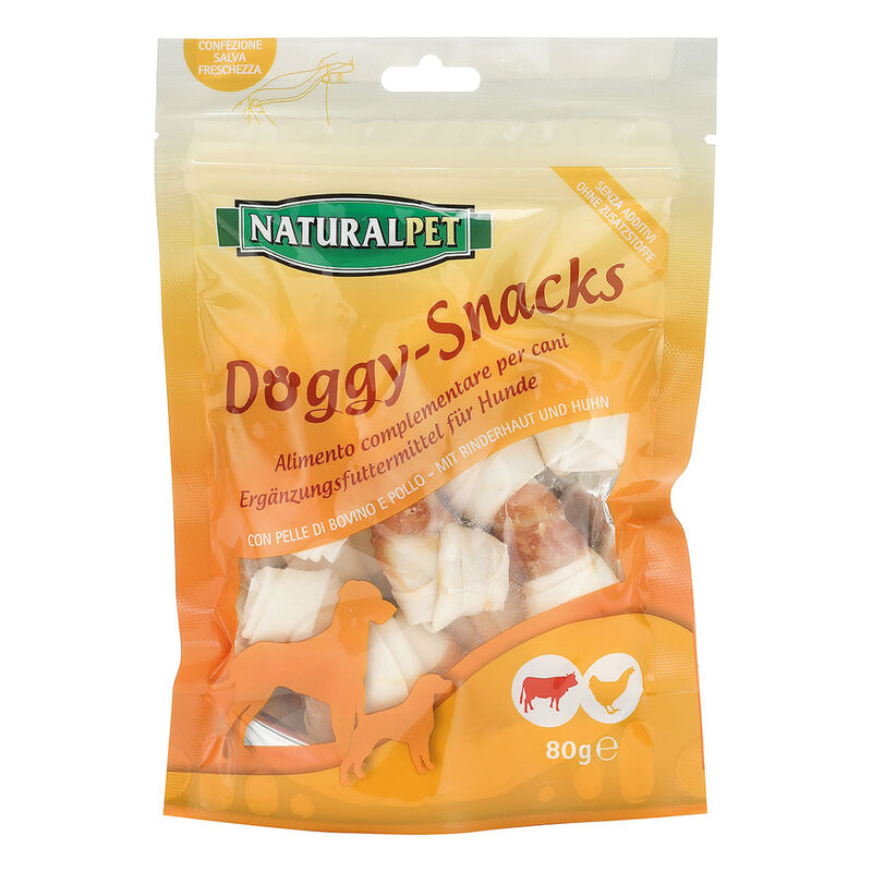 Naturalpet Doggy snacks 80 gr annodato pelle bov./pollo