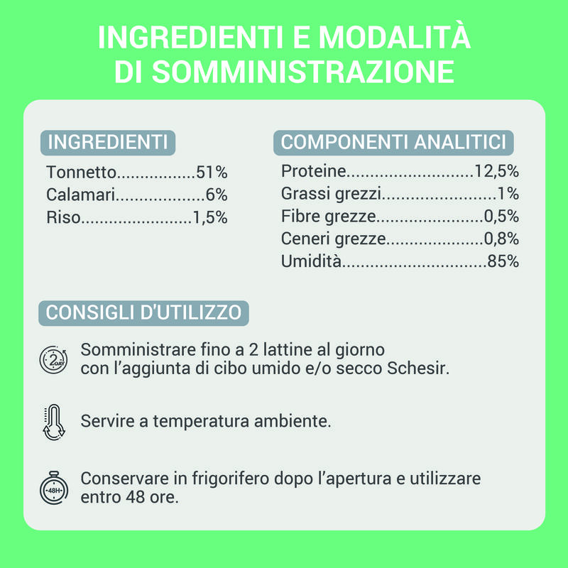 Schesir Cat Tonnetto e Calamari in Gelatina 70g Schesir Cat Tonnetto e Calamari in Gelatina 70g