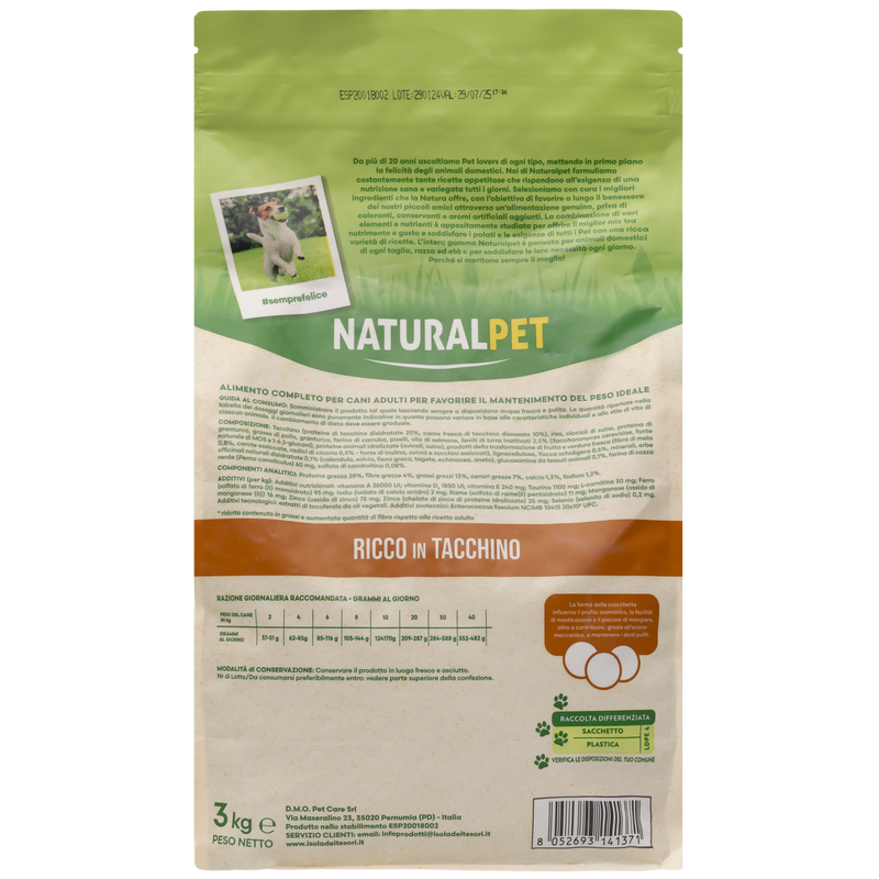 Naturalpet Dog All breeds Lower Fat ricco in Tacchino 3 kg