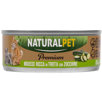Naturalpet Premium Cat Adult Mousse ricca in trota con zucchine 85gr