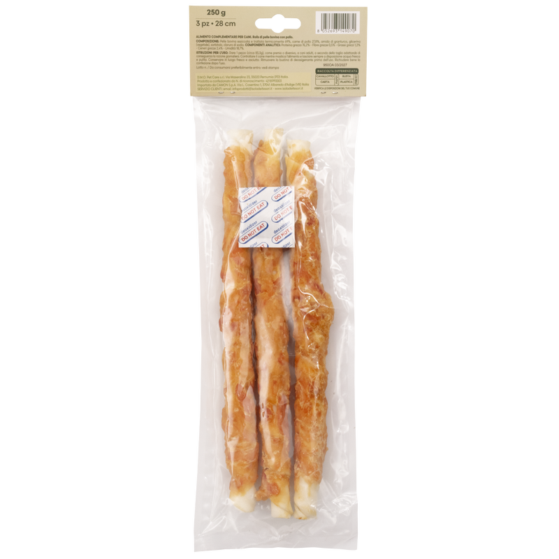 Crancito's Dog Adult Rolls di pelle bovina con pollo 28cm 3pz