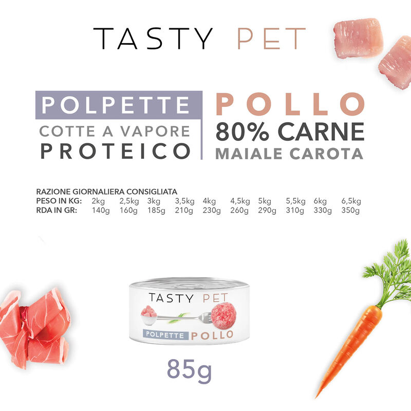 Tasty Pet Cat Polpette al sugo Pollo maiale e carota 85 g