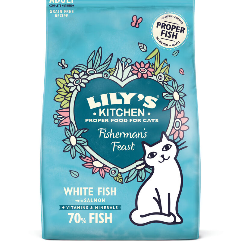 Lily's Kitchen Cat Adult Fisherman's Feast White Fish with Salmon, Pesce bianco e Salmone 800 gr