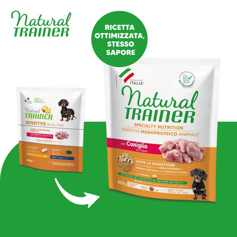Natural Trainer Dog Adult Mini Sensitive Gluten Free con Coniglio 800 gr