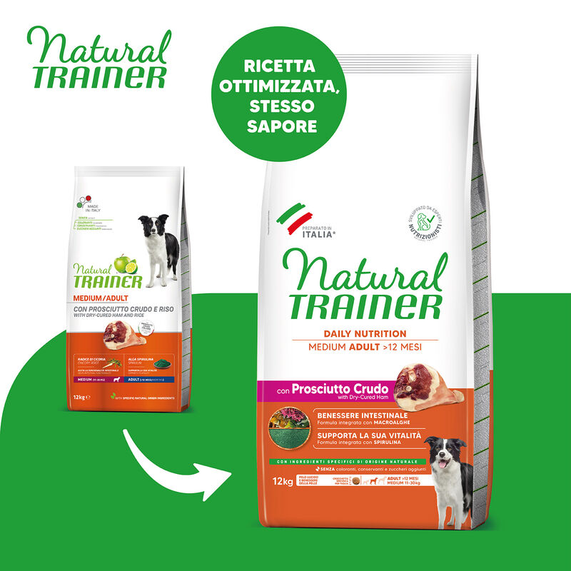 Trainer Natural Dog Medium Adult Prosciutto crudo e riso 12 kg
