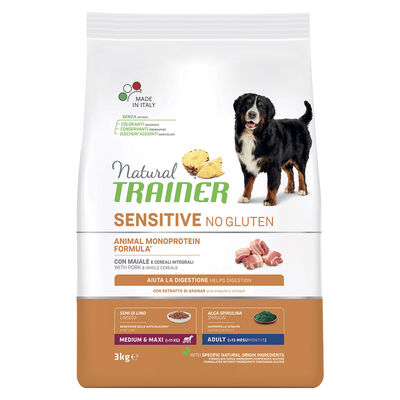 Natural Trainer Sensitive Dog No Gluten Medium & Maxi Adult con Maiale 3 kg.