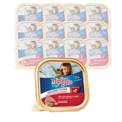 Migliorgatto Pat&eacute; con Manzo e cuore 100gr