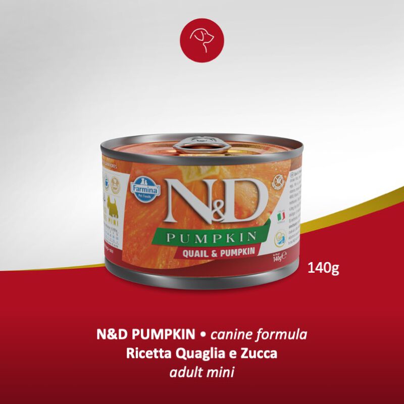 Farmina N&D Pumpkin Dog Adult Mini Quaglia & Zucca 140 gr