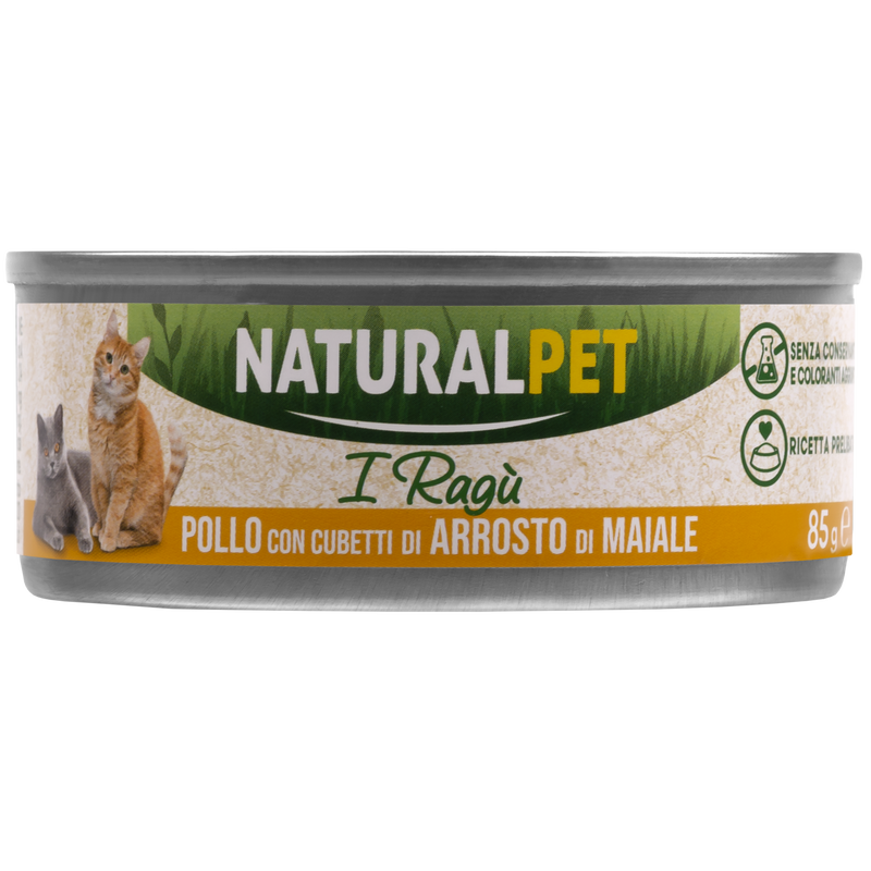 Naturalpet Cat I ragù Pollo con cubetti di arrosto di maiale 85gr