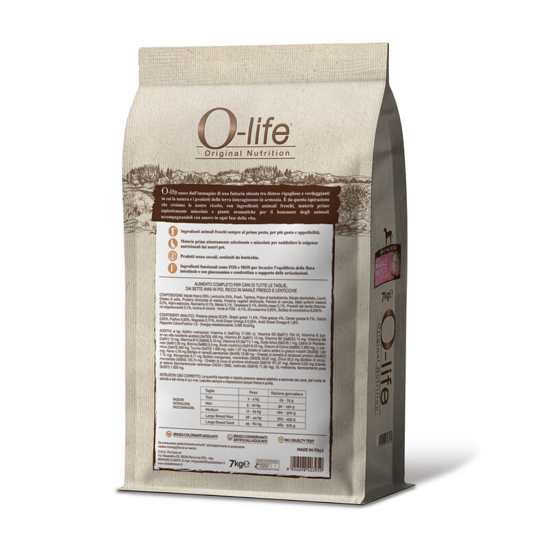 O-life Dog Senior All Breeds con Maiale Fresco 7 kg