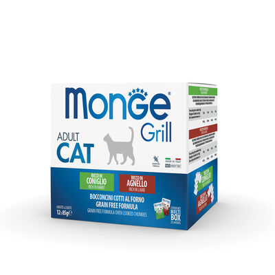 Monge Grill Cat adult Multipack Coniglio-Agnello 12x85 gr