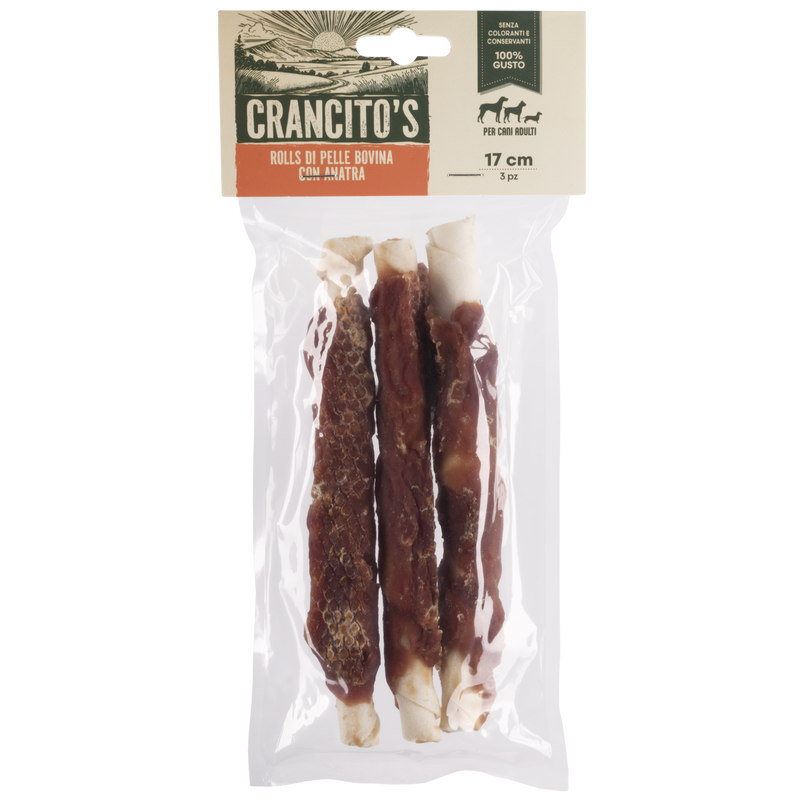 Crancito's Rolls di pelle bovina con anatra 3pz 17cm