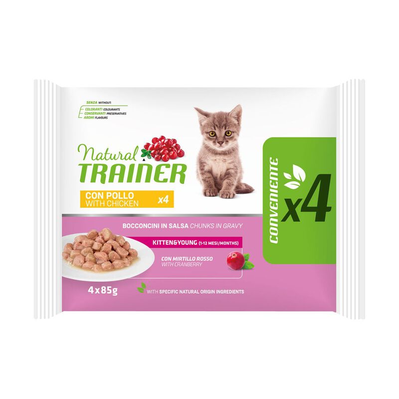 Natural Trainer Cat Kitten and Young al Pollo 4 pz x 85 gr