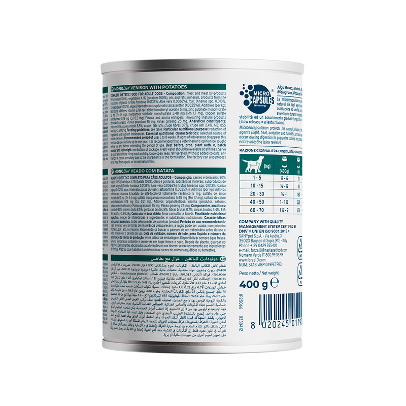 Forza10 Mono Diet Dog Adult Cervo con Patate 400 gr