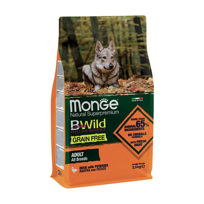 Monge Natural Superpremium BWild Grain Free per cani adulti Anatra con Patate 2,5 kg