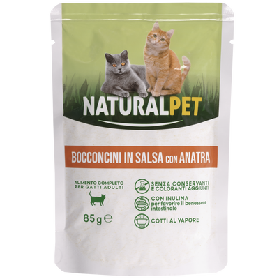 Naturalpet Cat Adult Bocconcini in salsa con Anatra 85gr