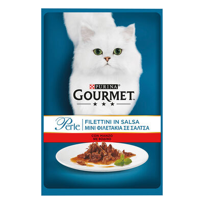 Gourmet Perle Cat Adult Filettini in Salsa con Manzo 85 gr