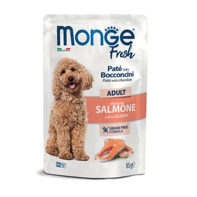 Monge Fresh Pat&eacute; con Bocconcini di Salmone per cani adulti 85 gr 
