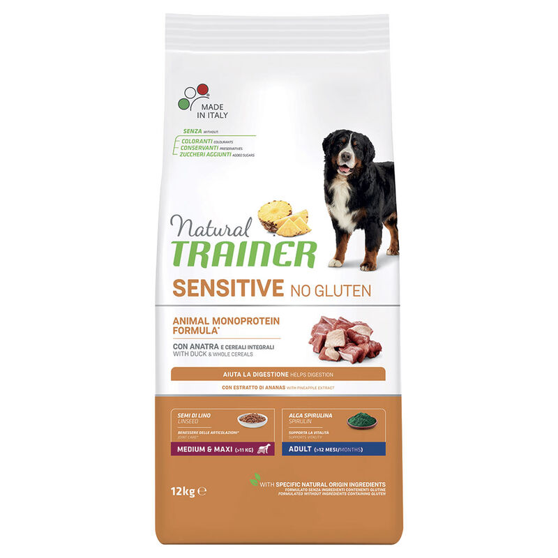 Natural Trainer Sensitive No Gluten Dog Medium&Maxi Adult con Anatra 12 kg