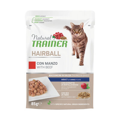 Natural Trainer Cat Hairball con Manzo 85 gr