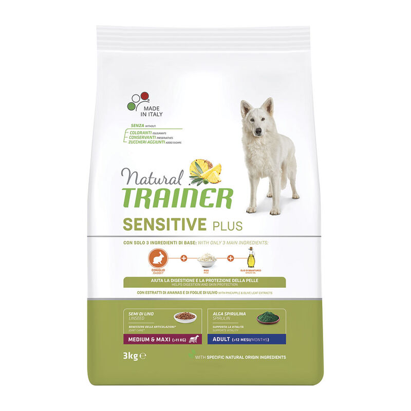 Natural Trainer Sensitive Plus Dog Medium&Maxi Adult Coniglio e Riso 3 kg.