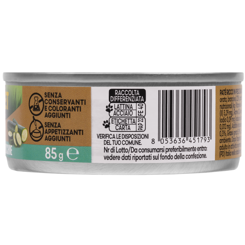 Naturalpet Premium Cat paté al pesce bianco con zucchine 85gr
