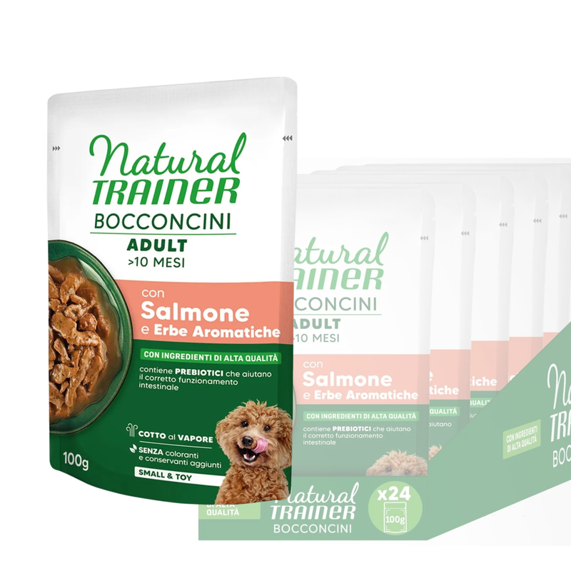 Natural Trainer Dog Adult Small&Toy con Salmone in salsa 100 gr