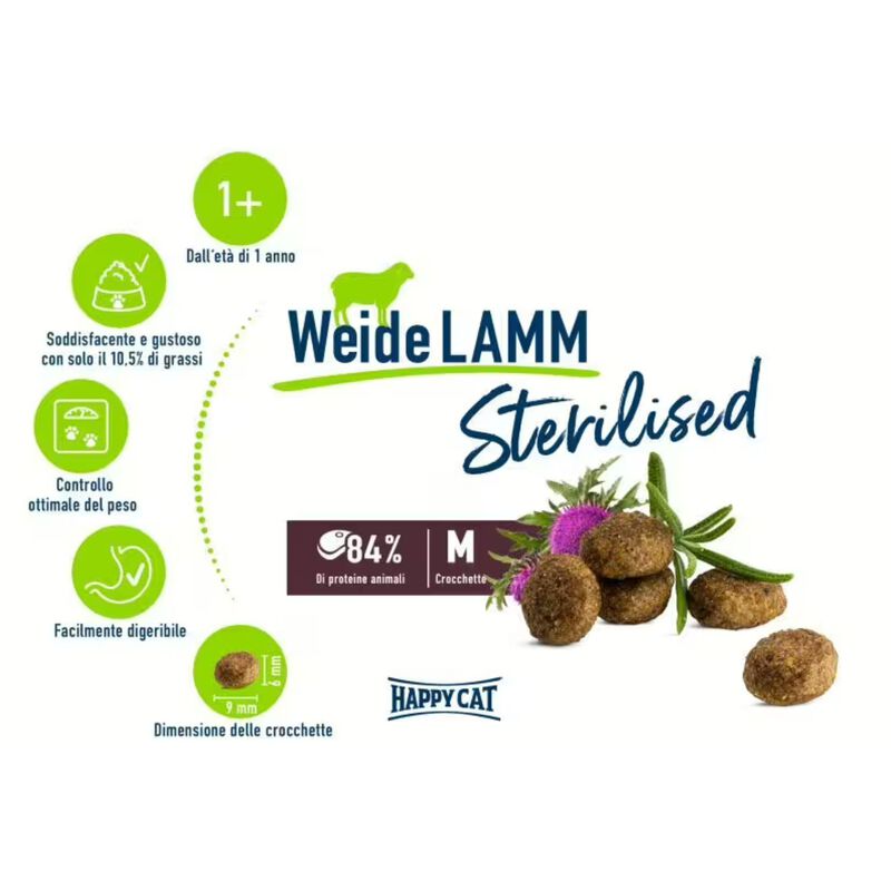 Happy Cat Sterilised Adult Farm con Agnello 1,3 kg