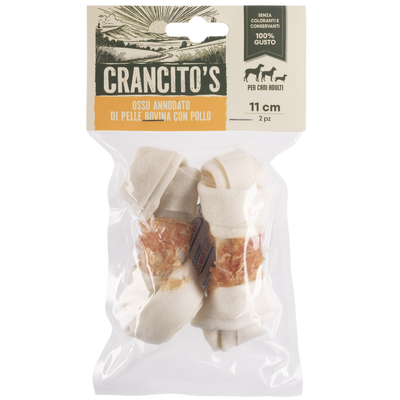 Crancito's Osso annodato di pelle bovina con pollo 2pz 11 cm