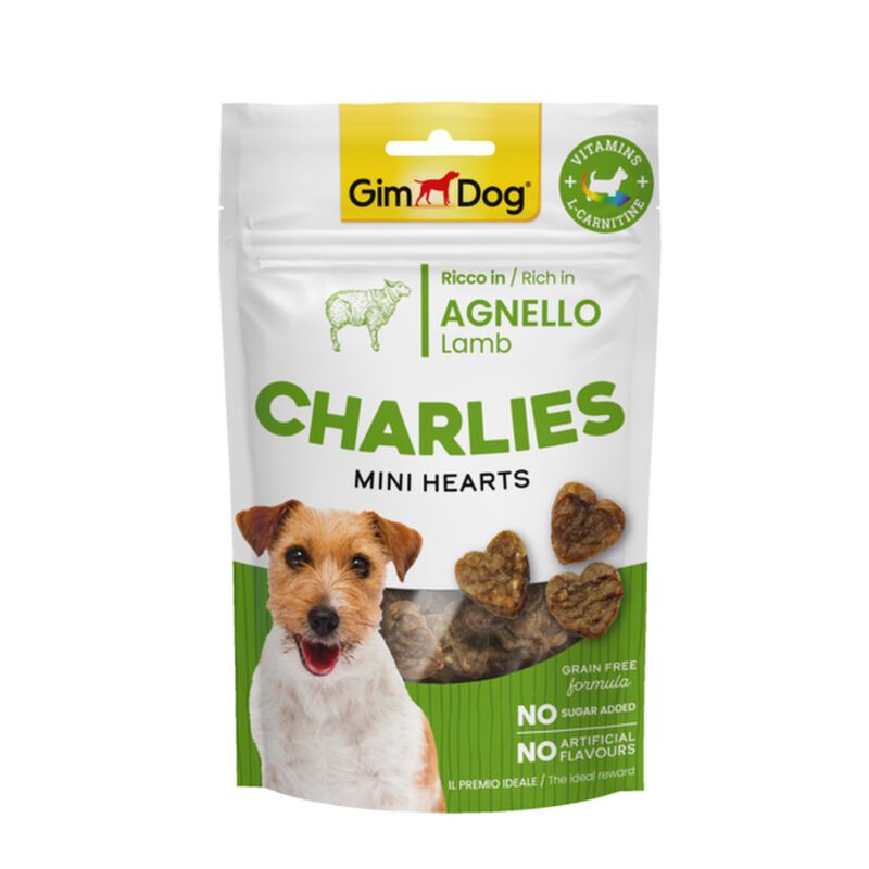 Gimdog Charlies Mini Hearts per cani Agnello 70 gr
