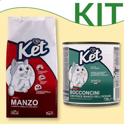 Kit Alimentazione Ket Cat Adult secco + umido + snack