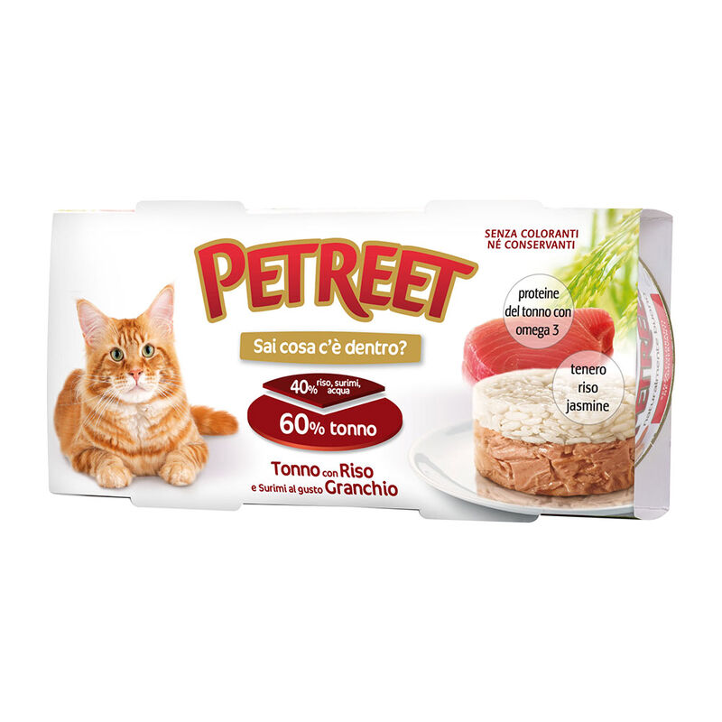 Petreet Cat Tortino Tonno con riso con surimi aroma granchio 2x170 gr