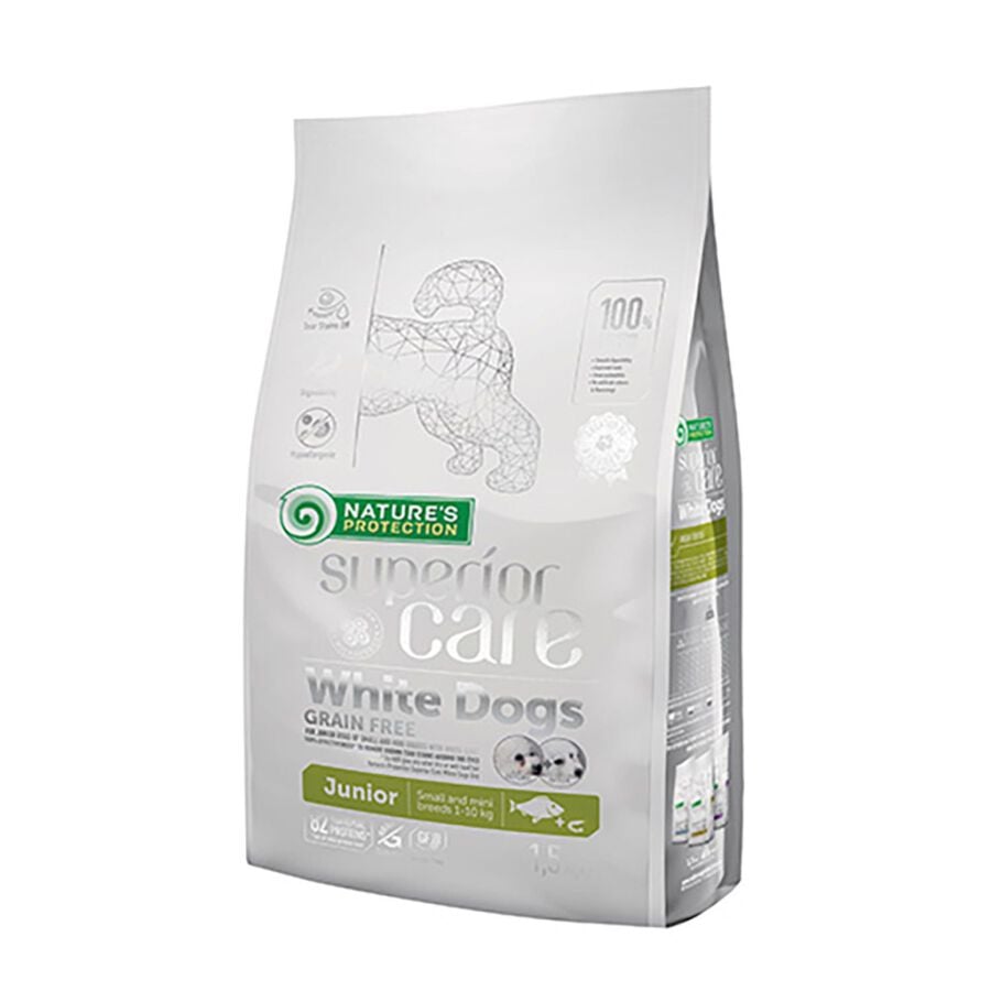 Nature's Protection Superior Care Dog Junior Small & Mini Pelo Bianco al Pesce 1,5 kg