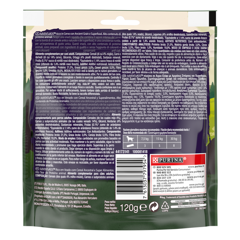 Adventuros Snack Dog Cervo 120gr