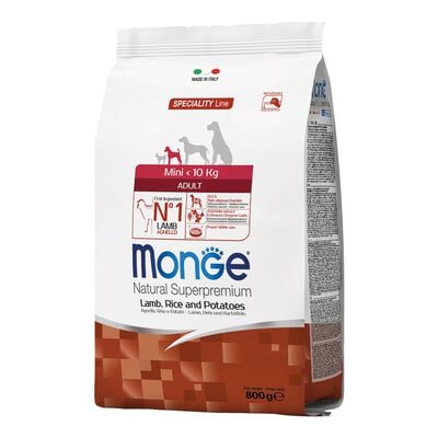 Monge Natural Superpremium Crocchette per cani adulti Mini con Agnello, Riso e Patate 800g