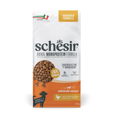 Schesir Monoprotein Crocchette per cani adulti di taglia media Pollo 12 kg
