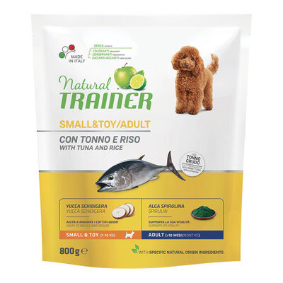 Natural Trainer Dog Adult Small & Toy Dog Adult con Tonno e Riso 800 gr