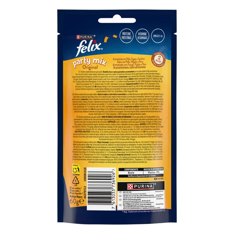 Felix Party Mix Snack Cat Original Mix con Pollo Fegato e Tacchino 60 gr